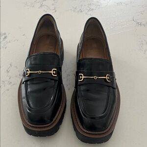 Sam Edelman Black Loafers with Gold Accent